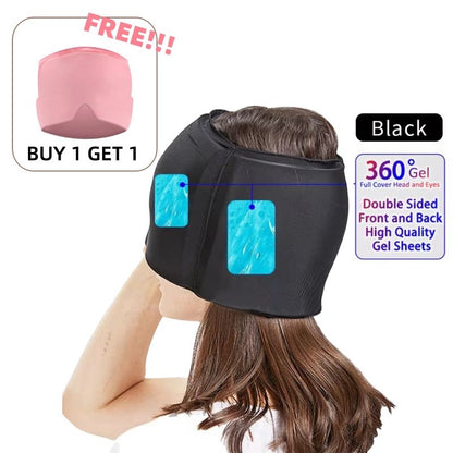 Migraine Relief Hat Gel Hot Cold Therapy Ice cap 360° Pain Mask Gel Release Pressure Head Massager Relax Pain Pack Eye Masks with Free Gift