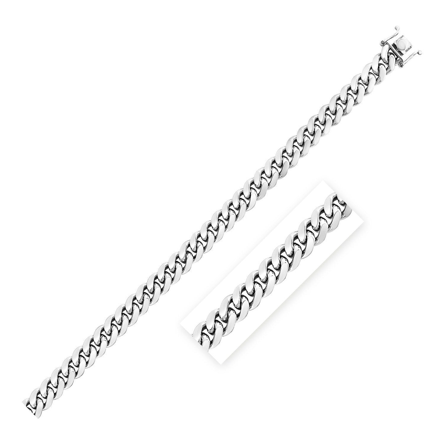 Sterling Silver Rhodium-Plated Miami Cuban Chain 8.4mm