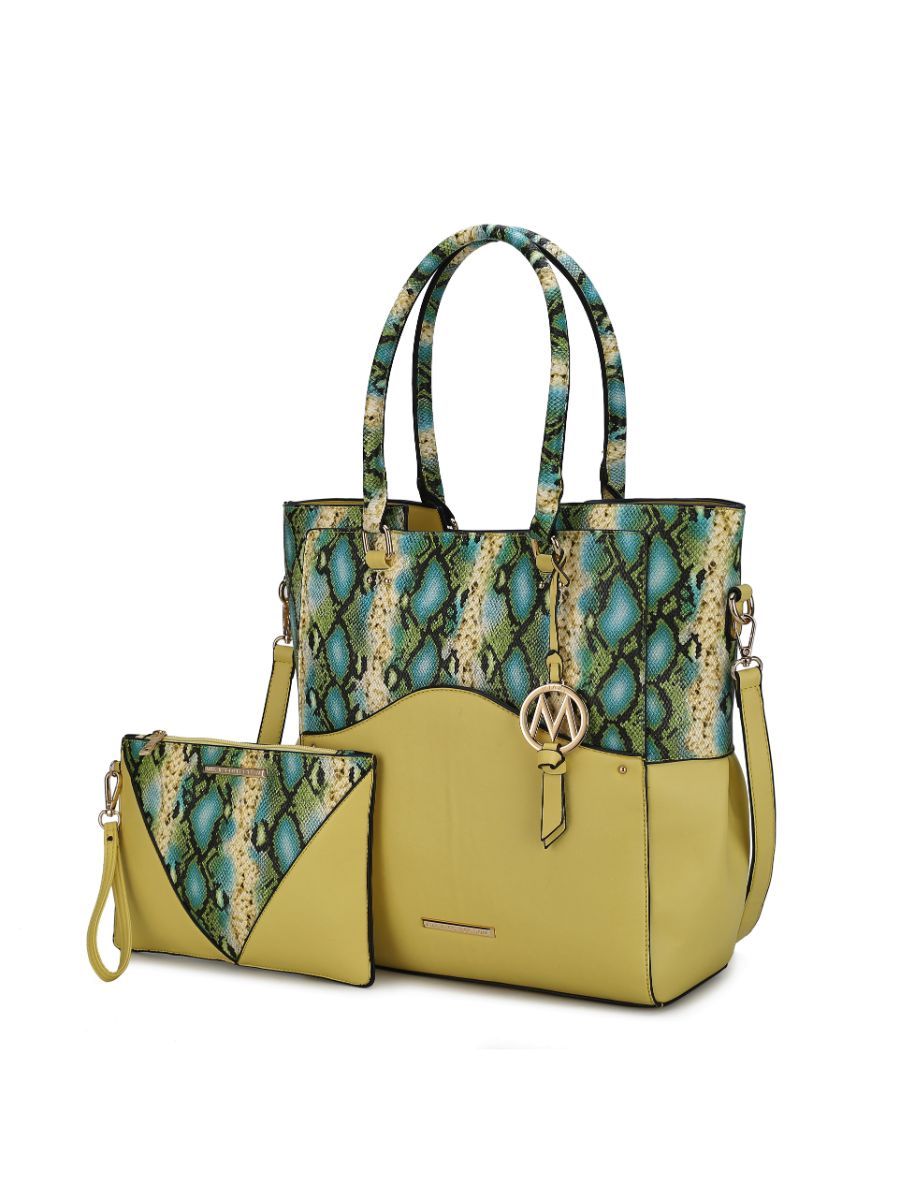 MKF Collection Iris Snake Embossed Vegan Leather Tote & Wristlet