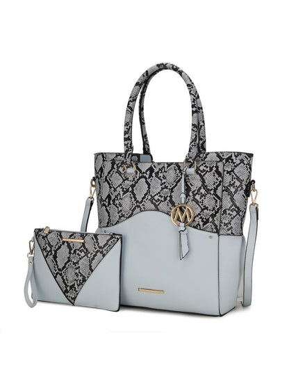 MKF Collection Iris Snake Embossed Vegan Leather Tote & Wristlet