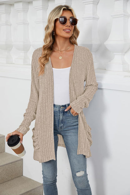 Women's lightweight cardigan, fashionable and casual, oversized long sleeved cardigan sweater, loose dress, autumn holiday top