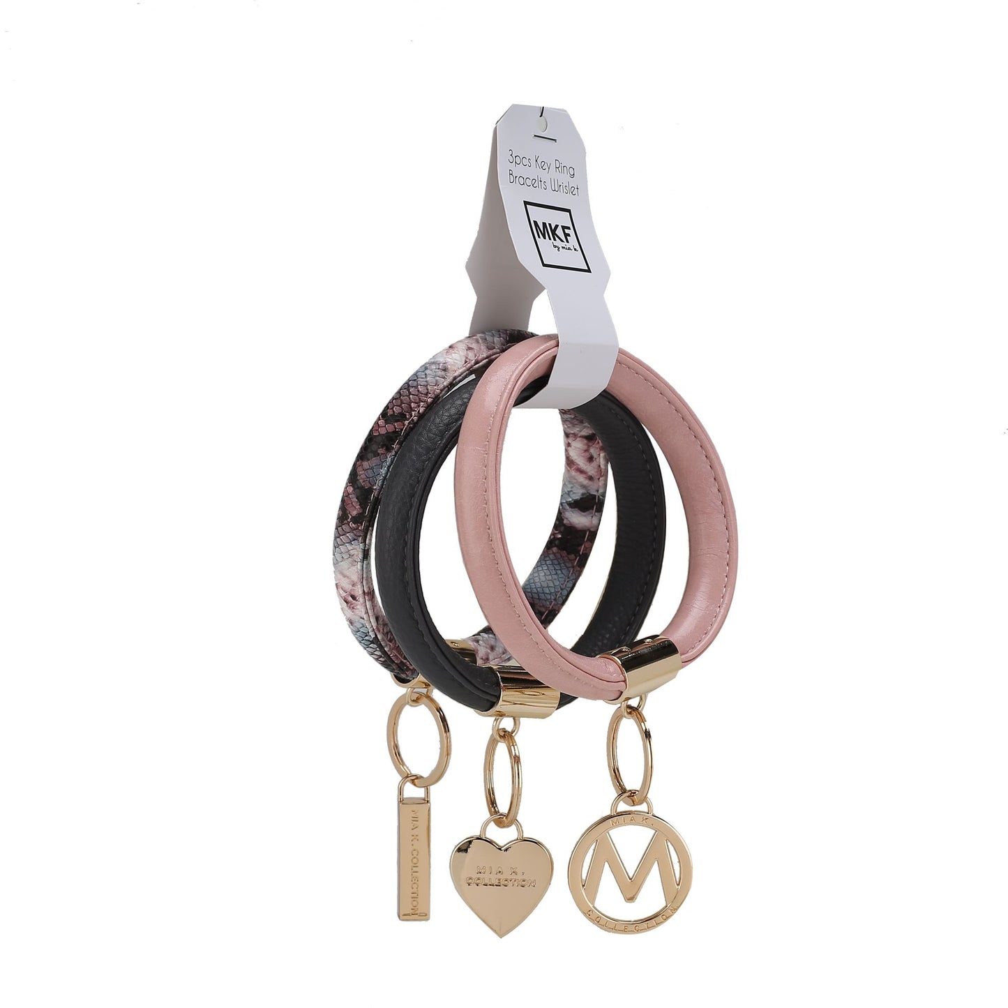 MKF Collection Jasmine Vegan Leather Bangle Wristlet Keychain Set by Mia K