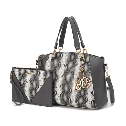 MKF Collection Addison Snake Embossed Tote Bag with Wristlet by Mia K