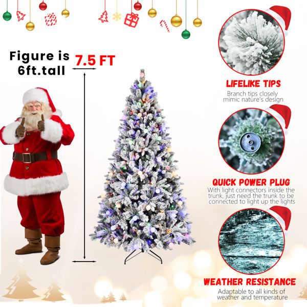 7.5FT Mixed PE/PVC Christmas Tree with LED Lights & Easy Power