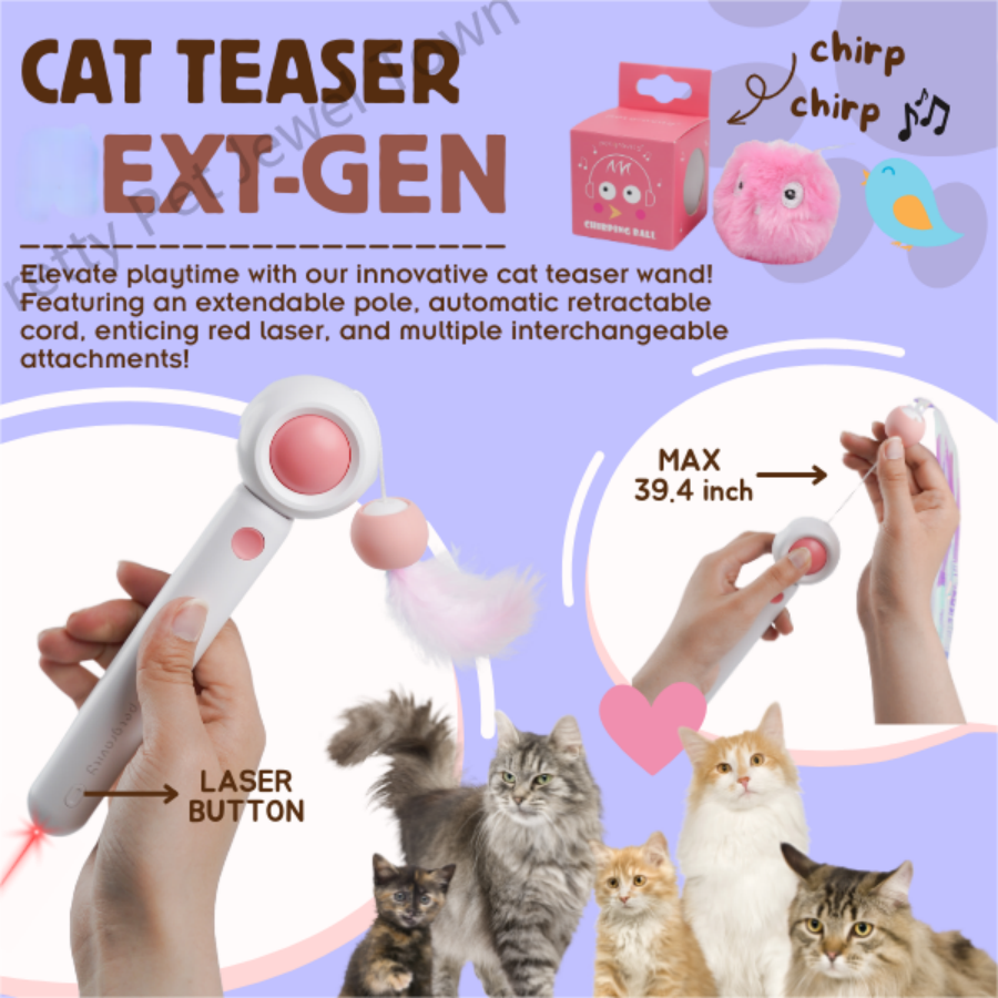 Cat Toy Set – Retractable Laser Stick & Intelligent Bird Call Interactive Ball