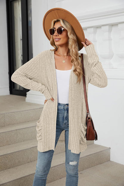 Women's lightweight cardigan, fashionable and casual, oversized long sleeved cardigan sweater, loose dress, autumn holiday top