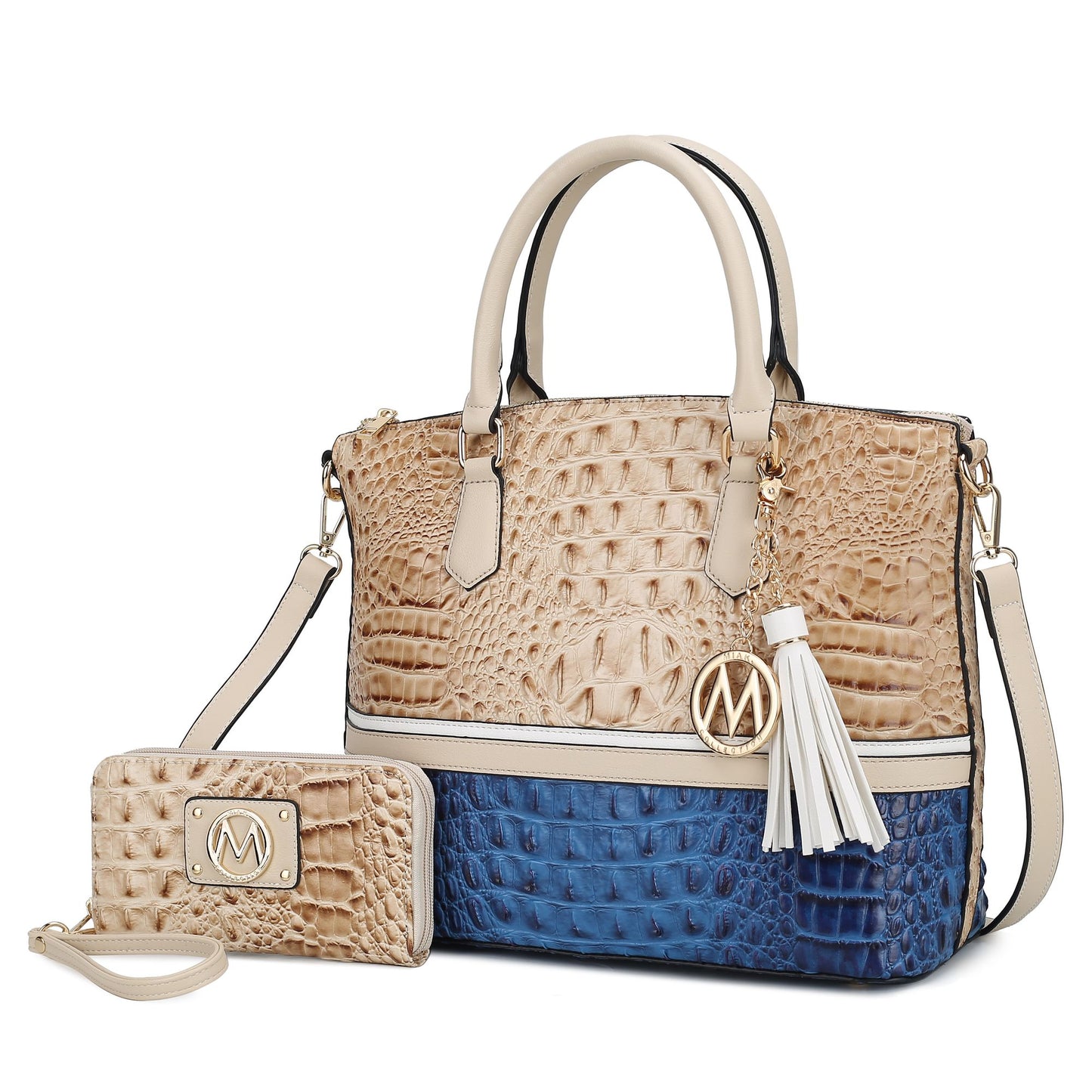 MKF Collection Autumn Crocodile Skin Tote Handbag with Wallet by Mia k