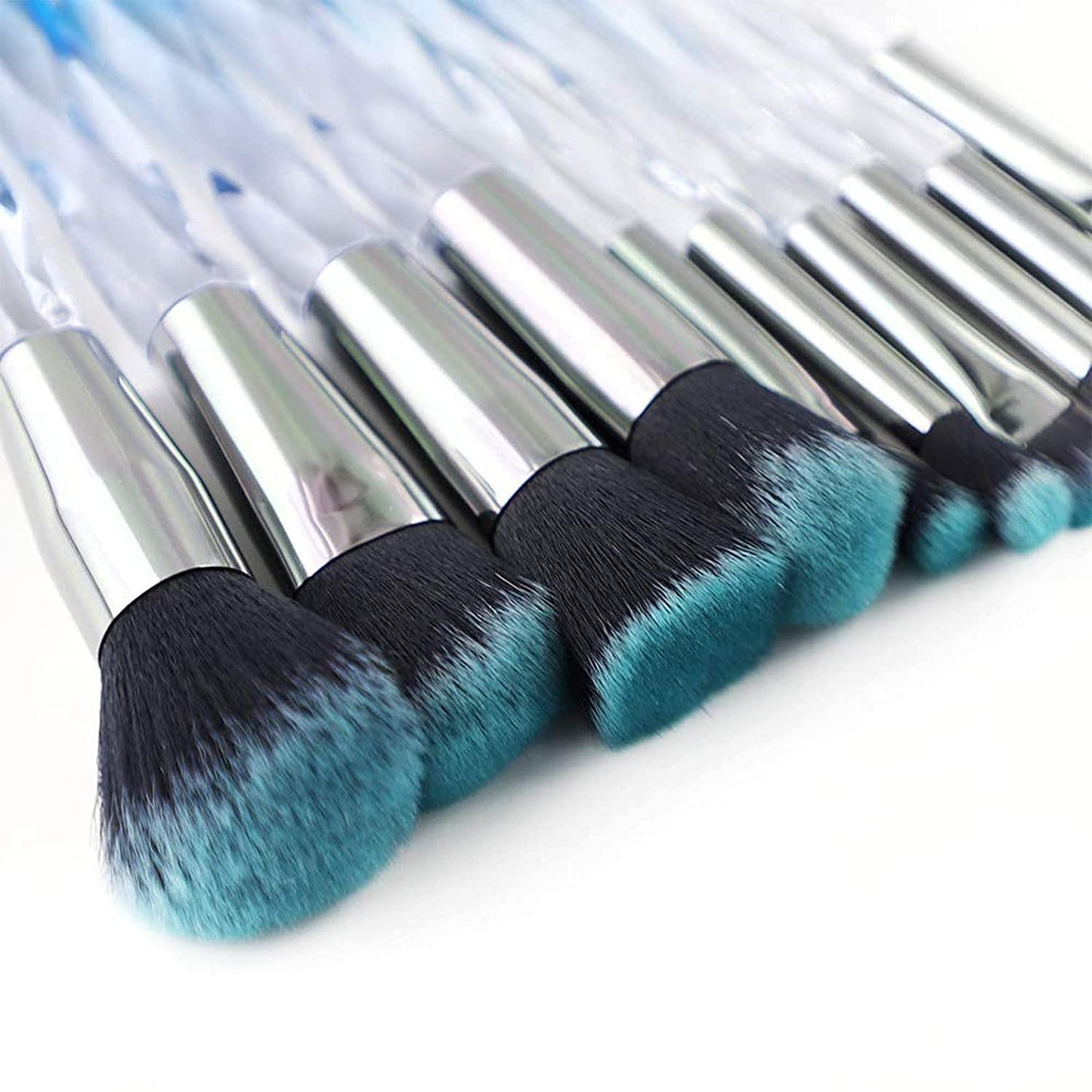 Makeup Brushes Set Crystal Handle - 10pcs Colorful Diamond Cosmetic Kabuki Brushes Foundation Concealer Face Powder Eye Shadows Highlight Brush Kit For Makeup