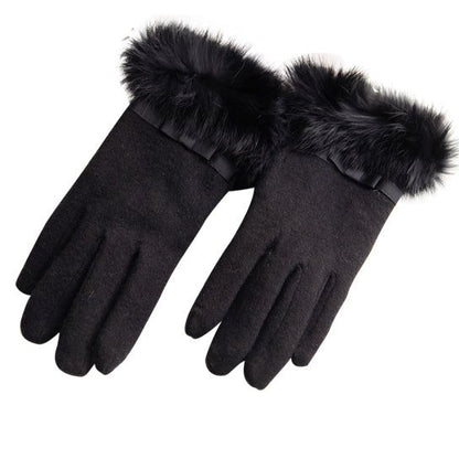 Cashmere Gloves with Faux Fur Trim & Touchscreen Technology for Winter