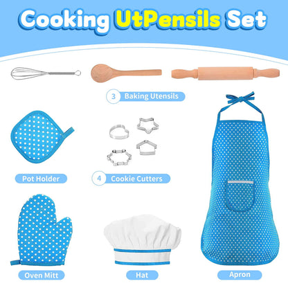 11-Piece Kids Baking Set with Apron & Chef Hat