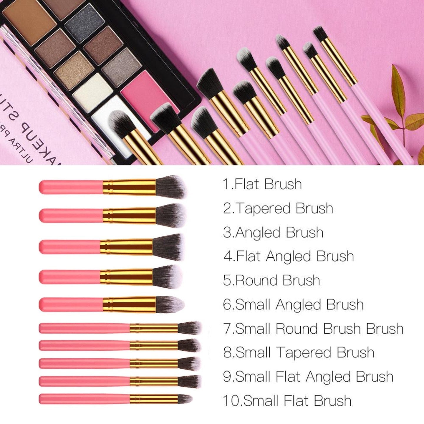 10-Piece Makeup Brush Set with Bag