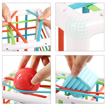 Sensory Sorting Bin With Elastic Bands (6pcs Soft Blocks)