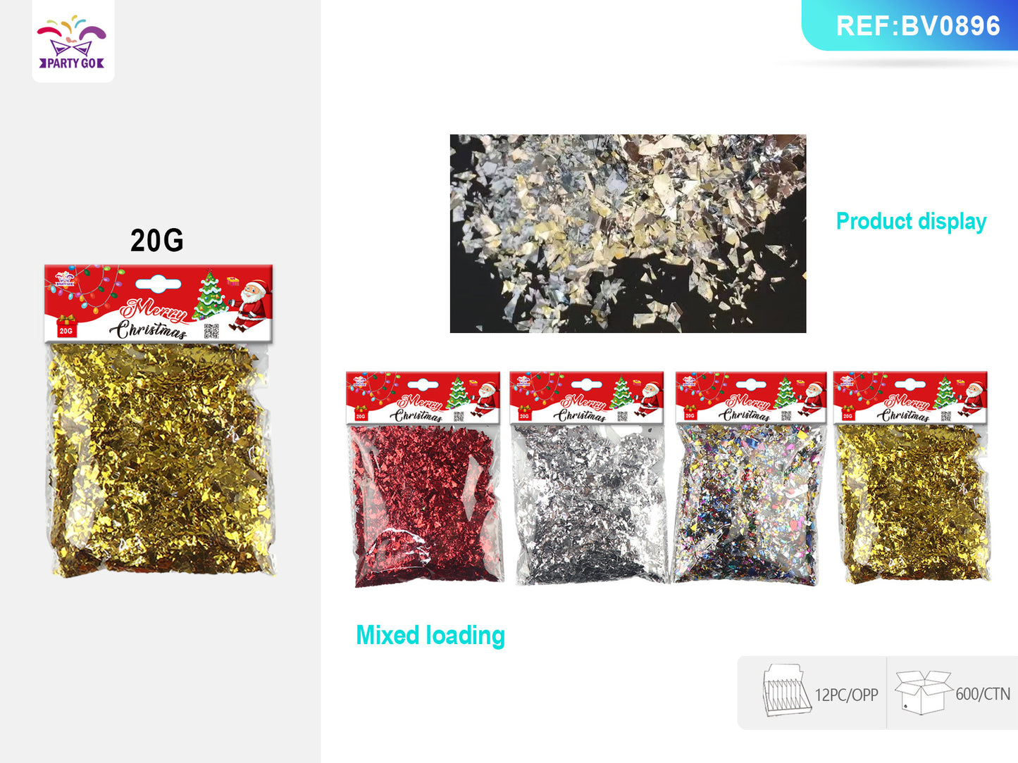 Christmas party essential: 20G mixed color glitter pack