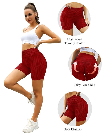 Women's Butt Lift Workout Shorts – High Waist Leggings in Red