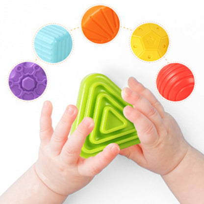 Sensory Sorting Bin With Elastic Bands (6pcs Soft Blocks)