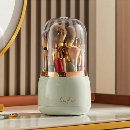 360° Rotating Makeup Brush Holder with Lid