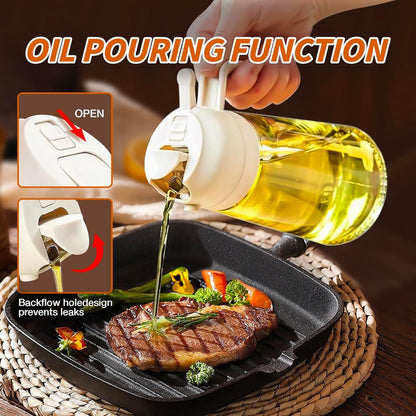 Oil Dispenser Bottle - 2-in-1 Olive Oil Sprayer & Dispenser