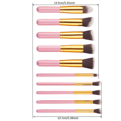 10 pcs makeup brush set (Pink Golden)