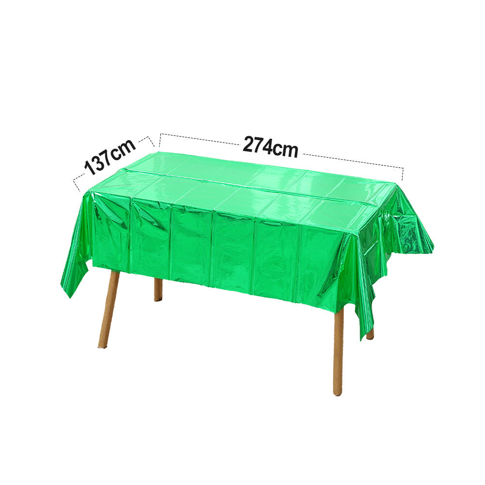 137 x 274cm Metallic Green Plastic Tablecloth - 12 Pack | Rectangle Covers