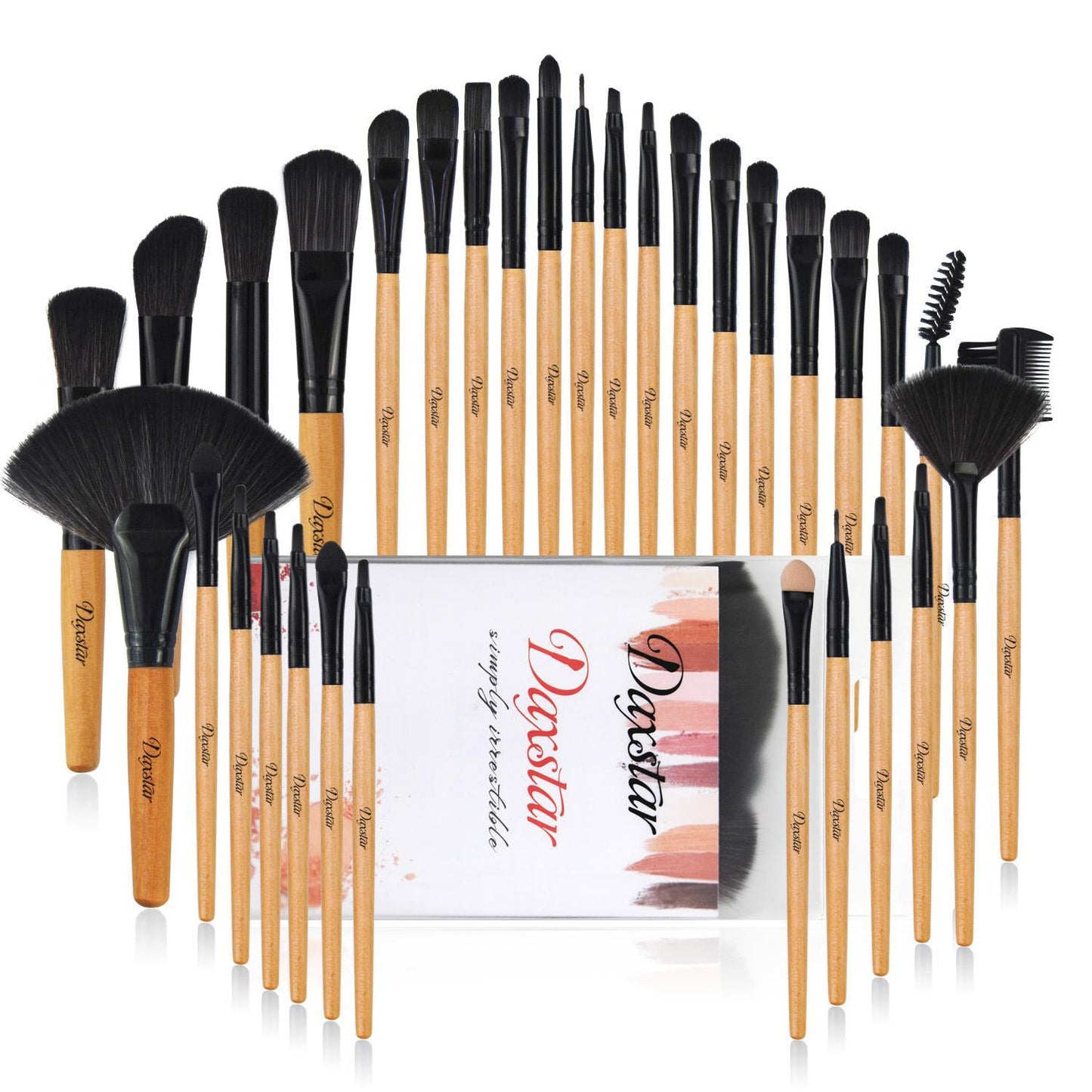 32-Piece Wood Color Makeup Brush Set – Professional