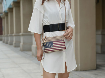 MKF Collection Alisson Vegan Leather FLAG Crossbody-Wristlet Bag