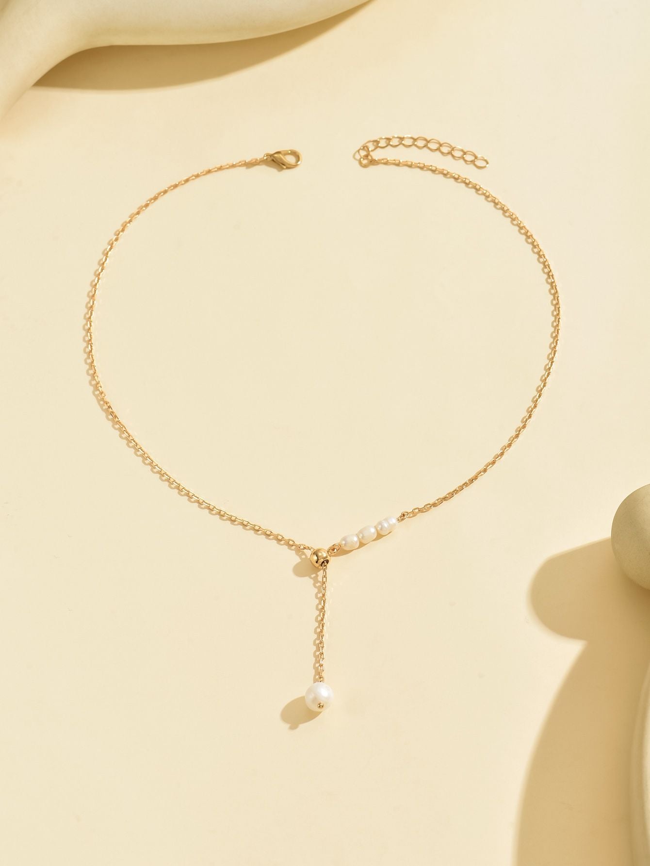 Elegant Gold-Tone Pearl Drop Necklace for Young Women