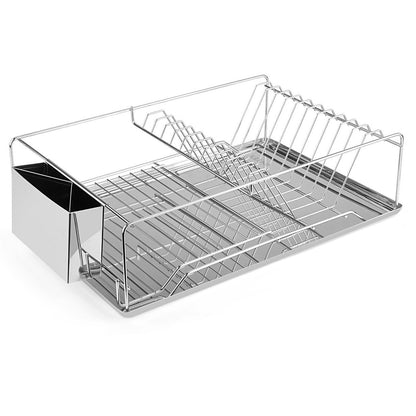 Stainless Steel Dish Drying Rack with Drainboard & Cutlery Holder