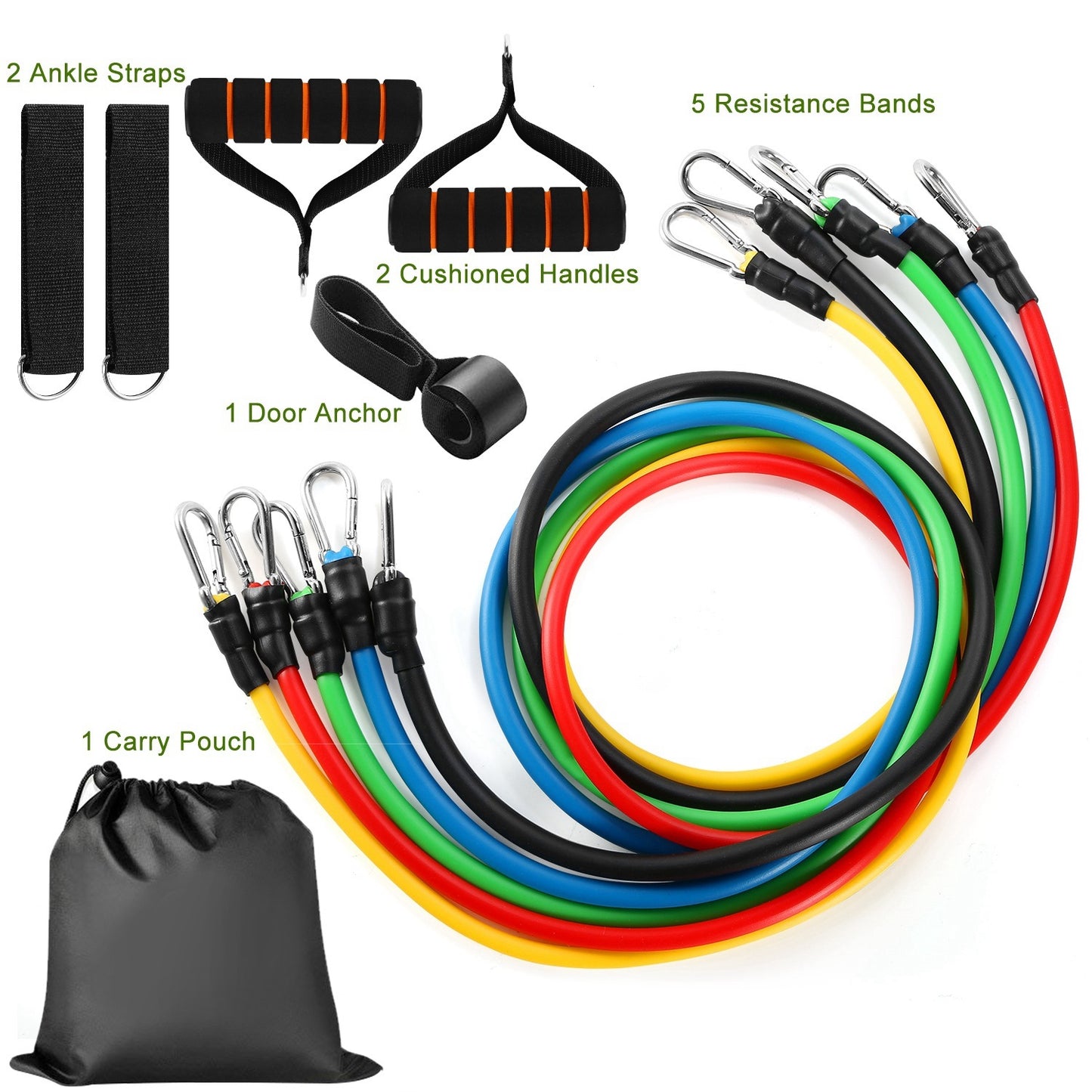 11-Piece Resistance Bands Set for Home Workout