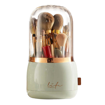 360° Rotating Makeup Brush Holder with Lid