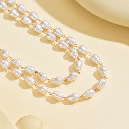 Elegant Double-Layer Pearl Necklace Set for Young Women