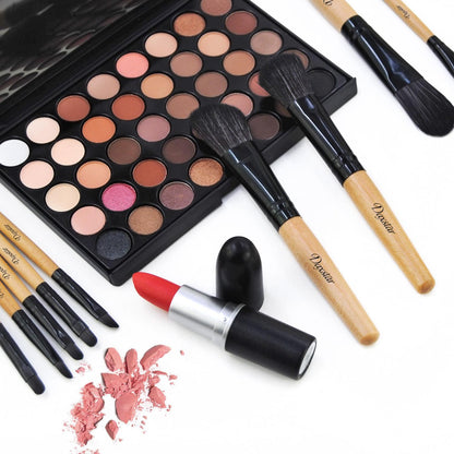 32-Piece Wood Color Makeup Brush Set – Professional