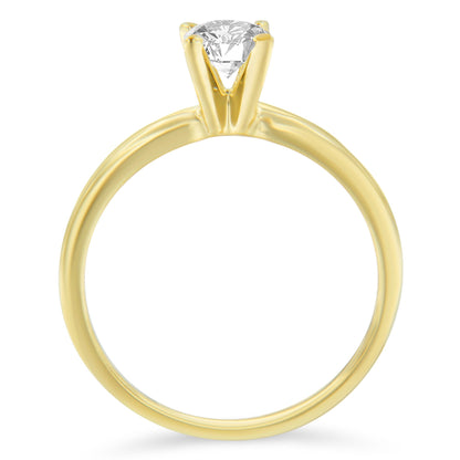 GIA Certified 14K Gold 1/2 Cttw Diamond Solitaire Ring