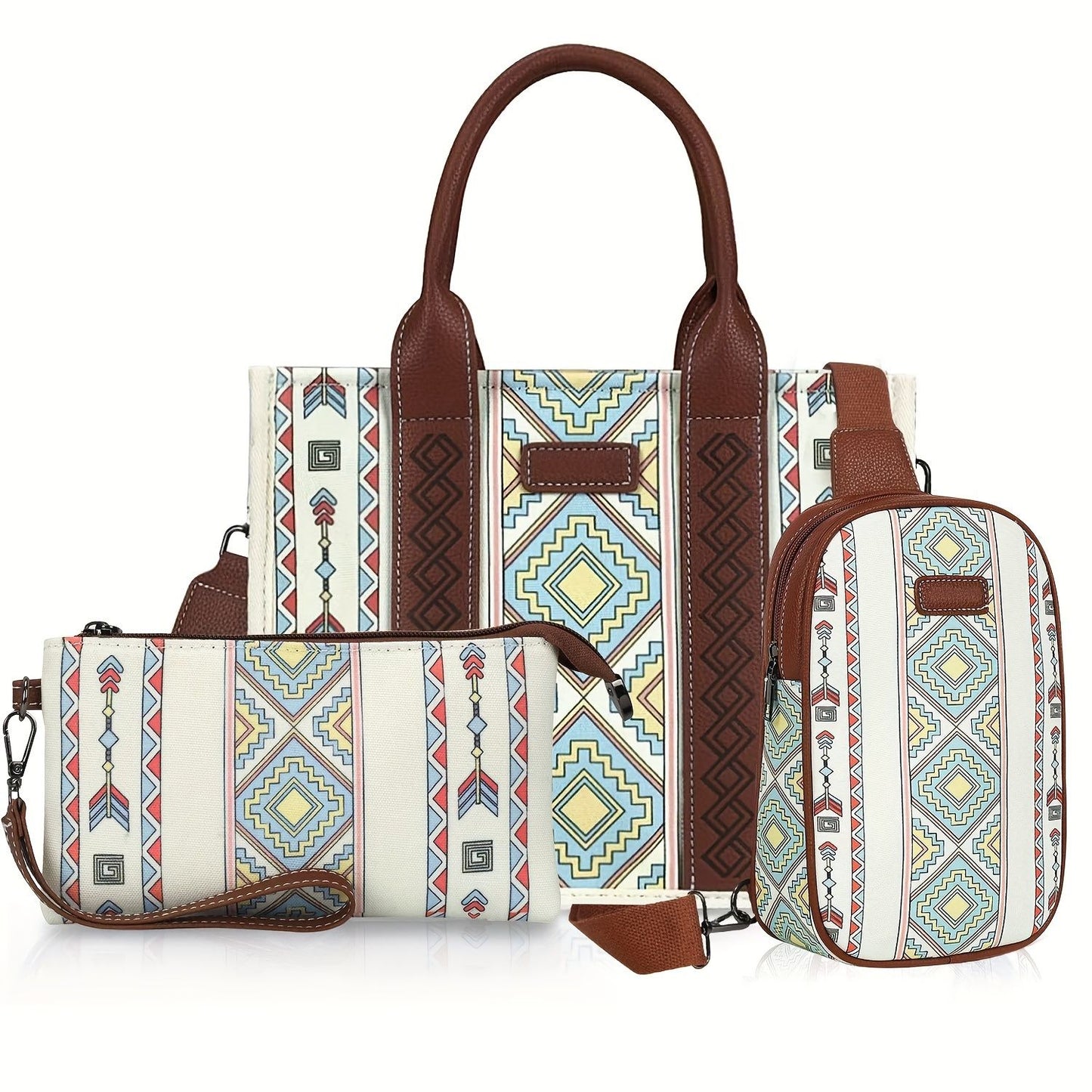 Women's Boho 3-Piece Tote Set - Lightweight & Versatile