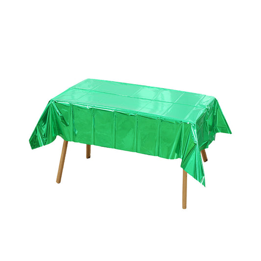 137 x 274cm Metallic Green Plastic Tablecloth - 12 Pack | Rectangle Covers