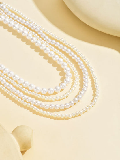 Elegant Multi-Layer Pearl Beaded Necklace