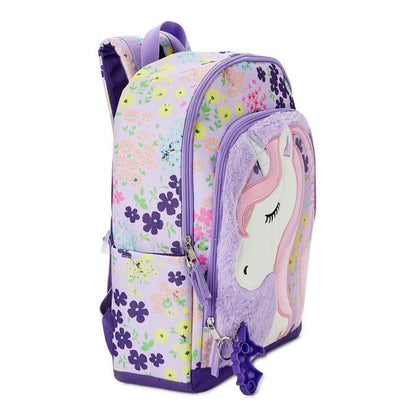 Wonder Nation Girls 17" Laptop Backpack Fuzzy Flower Magic Unicorn Purple