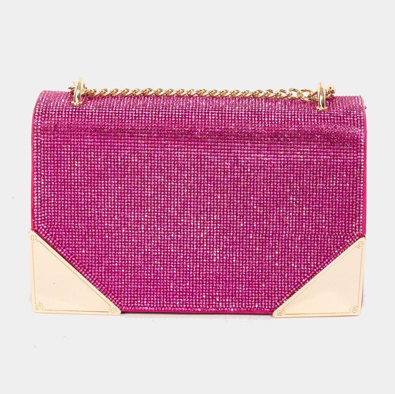 Fame Rhinestone Studded Rectangle Crossbody Bag